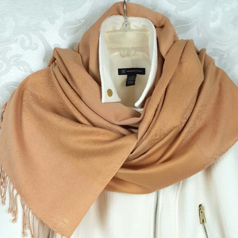 Marigold Yellow Large blanket scarf wrap with fringe. Soft